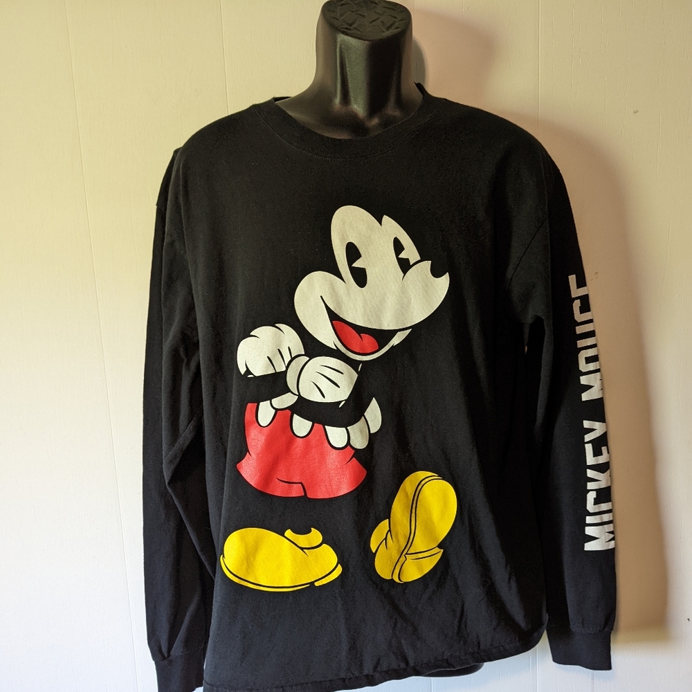 Men's Disney Mickey Mouse Long Sleeve T-shirt Size Large Black